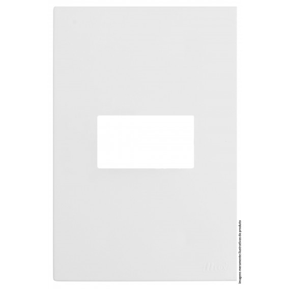 Placa 1 Módulo Horizontal com Suporte 4x2 - RECTA Branco Satin Fosco